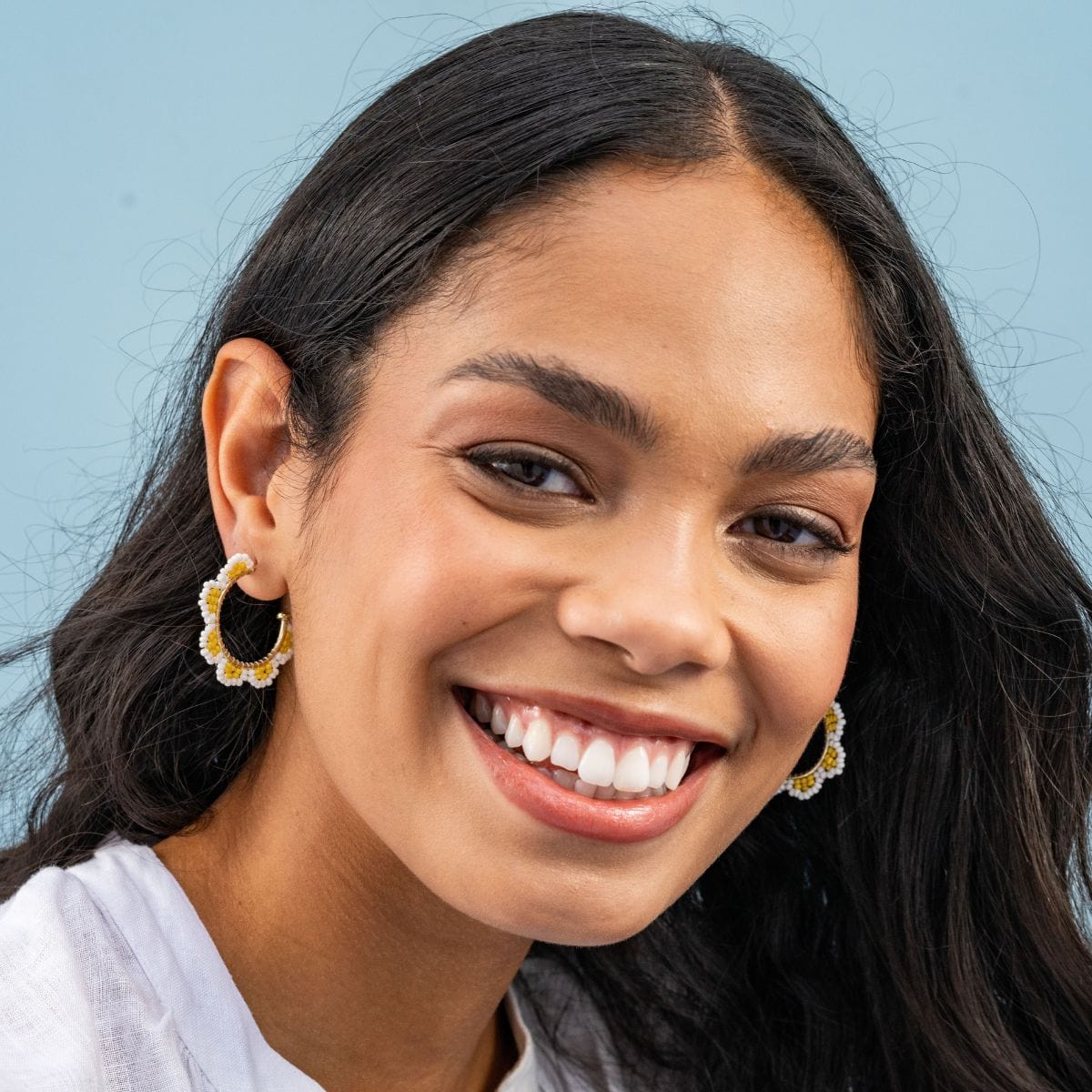 Luna Scallop Beaded Hoop Earrings