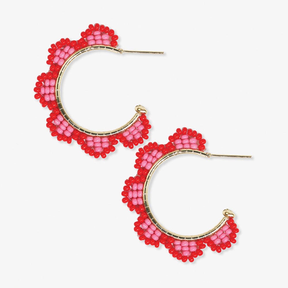 Luna Scallop Beaded Hoop Earrings
