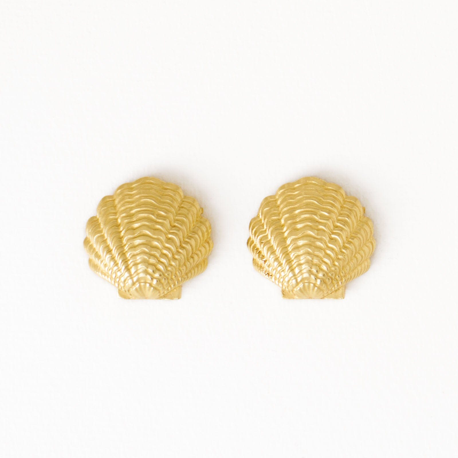 Pearl Shell Brass Post Earrings