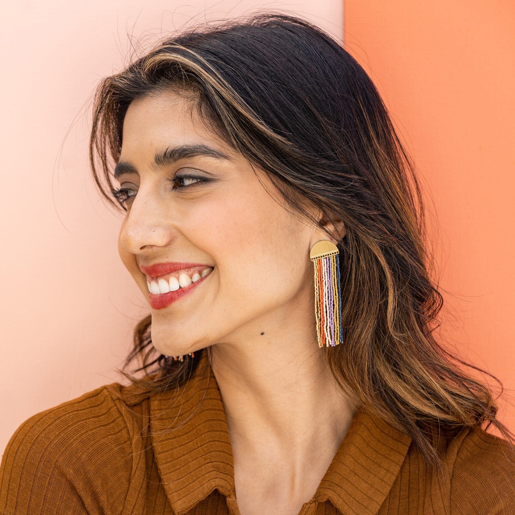 Riley Half Circle Fringe Earrings