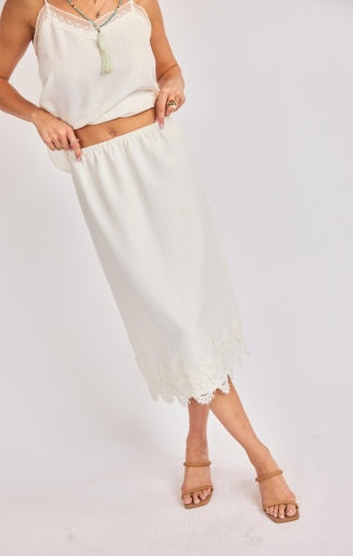 Fawn Lace Hem Midi Skirt