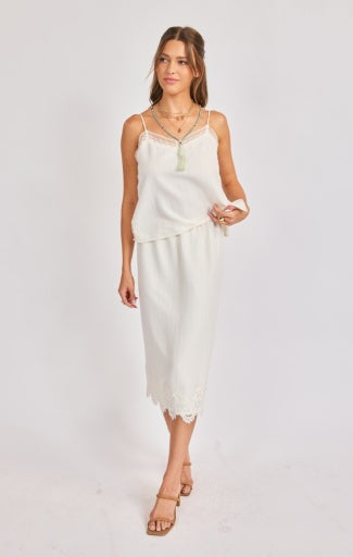 Fawn Lace Hem Midi Skirt