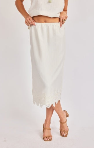 Fawn Lace Hem Midi Skirt