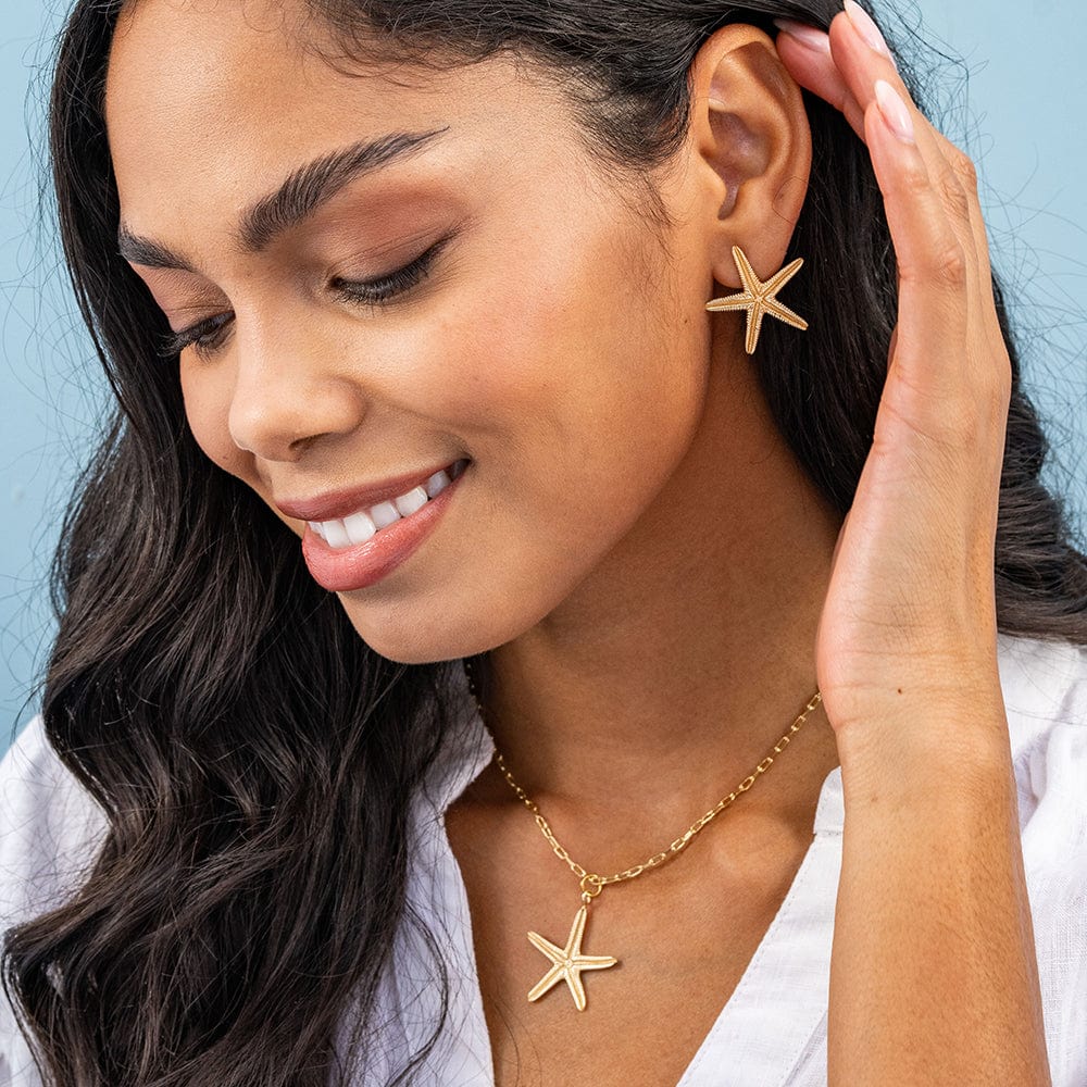 Sienna Starfish Brass Post Earrings