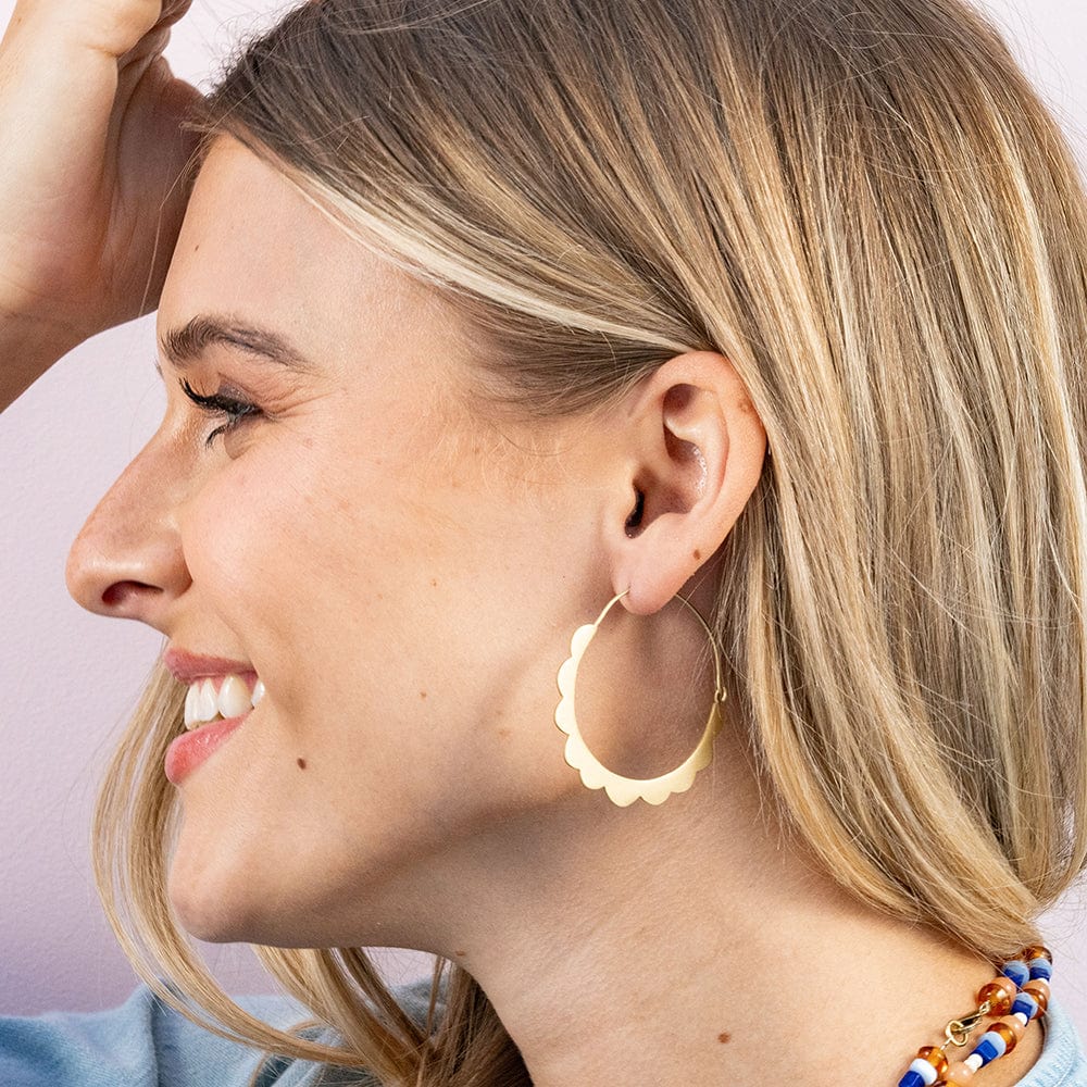 Stephanie Scallop Wrapped Hoop Earrings