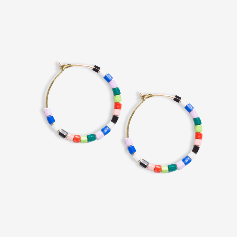 Victoria Mixed Beaded Hoop Earrings