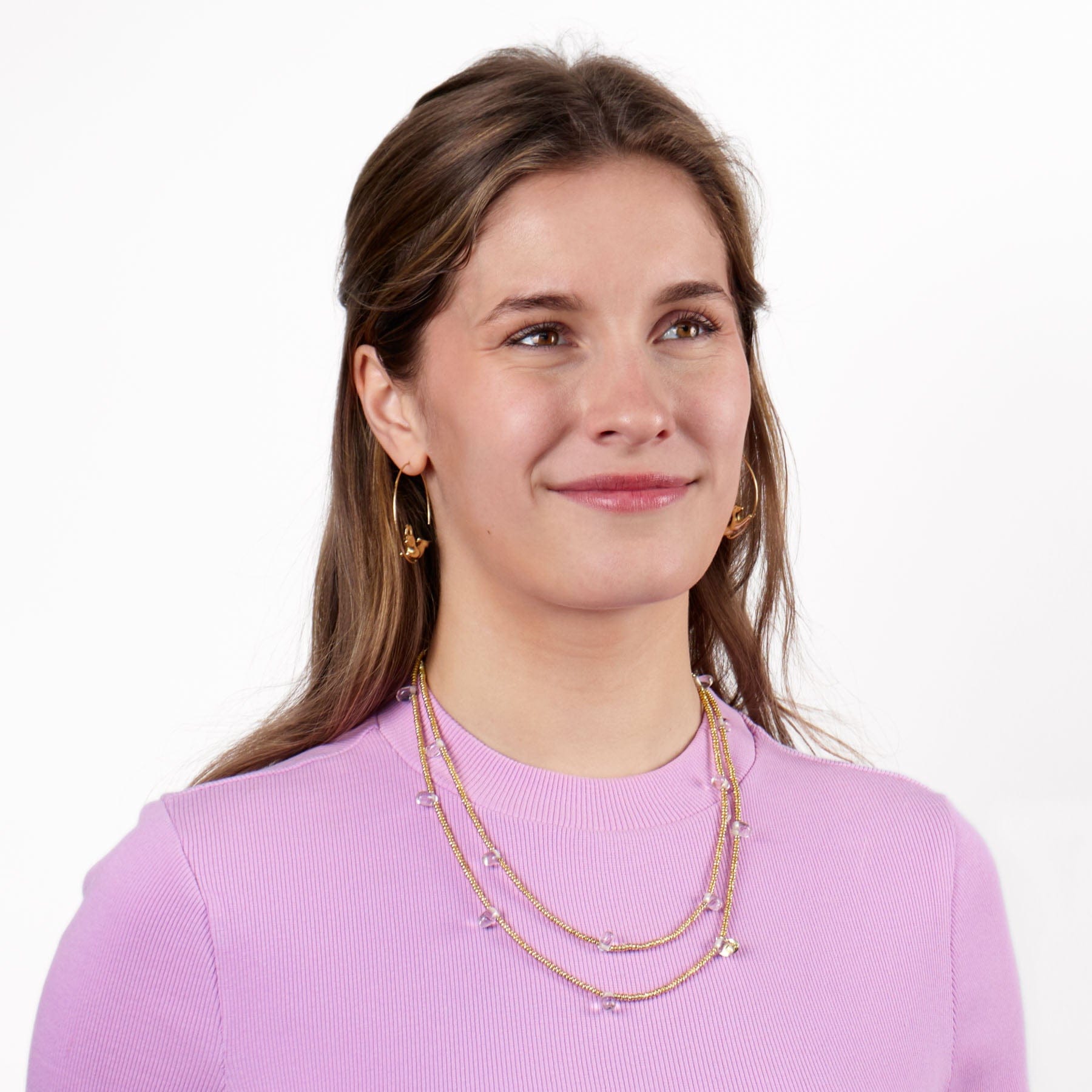 Wren Bunny Brass Hoop Earrings