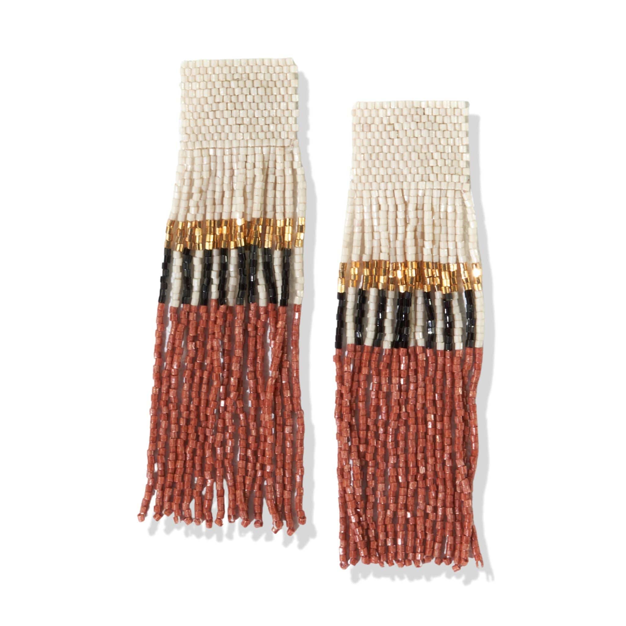 Long Block Luxe Fringe Earrings