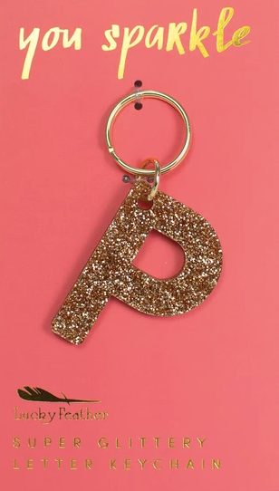 Glitter Initial Keychain