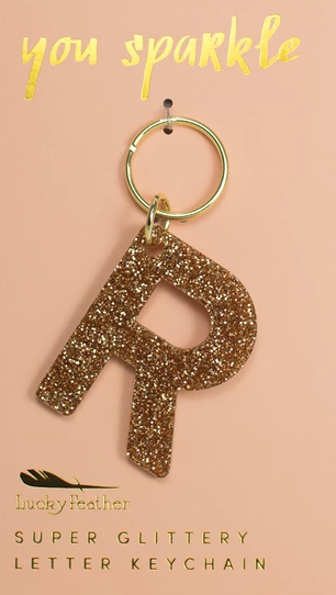 Glitter Initial Keychain