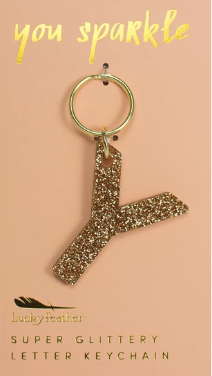 Glitter Initial Keychain