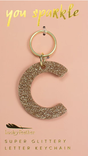 Glitter Initial Keychain