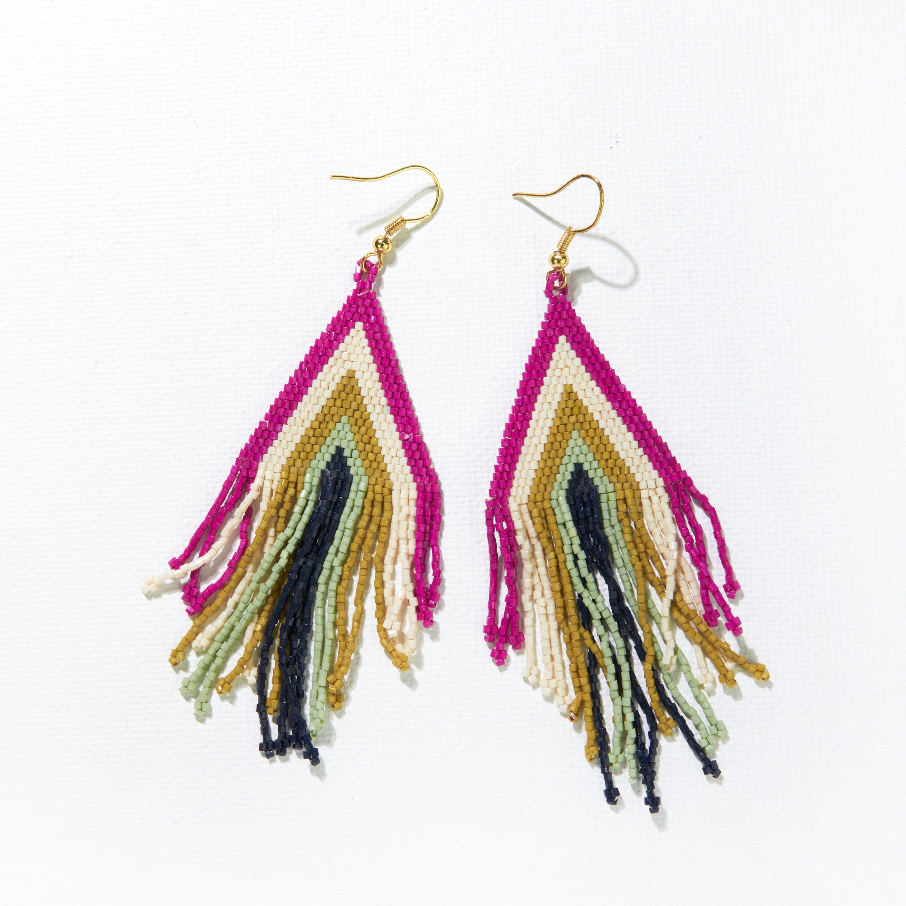 Haley Stacked Triangle Fringe Earrings