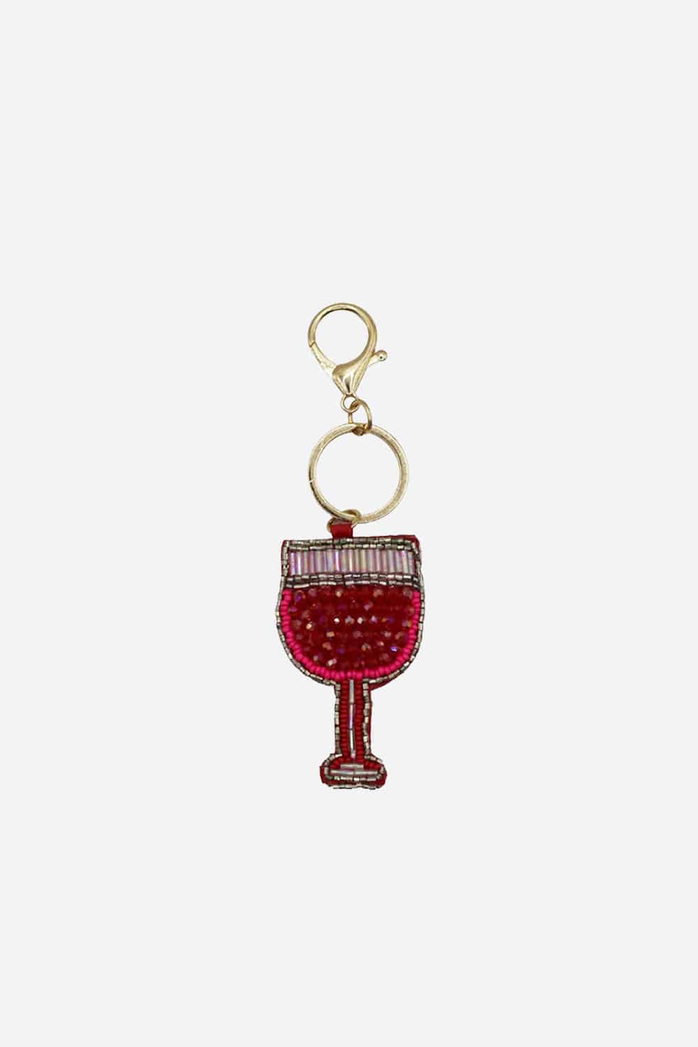 Wine Glass Beaded Bag Charm