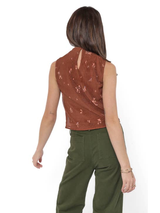 Last Dance Plisse High Neck Top