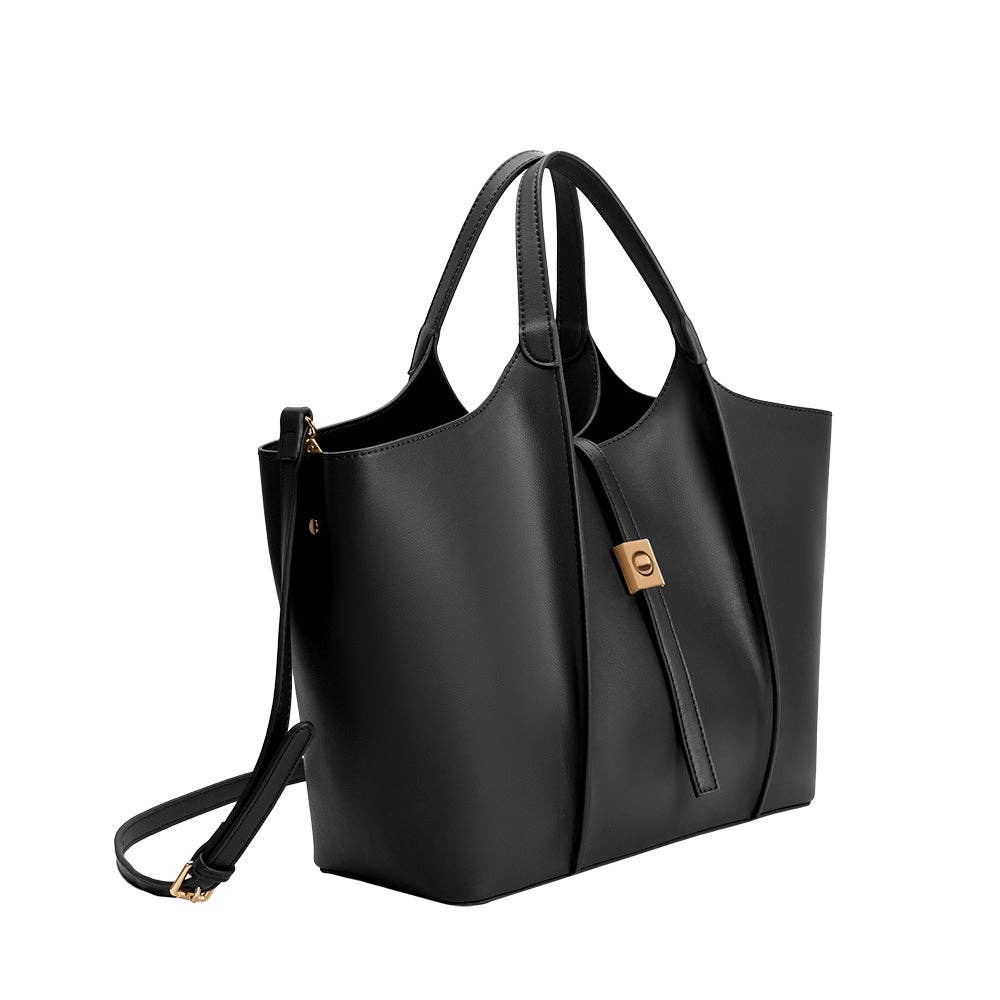 Malia Black Vegan Tote Bag