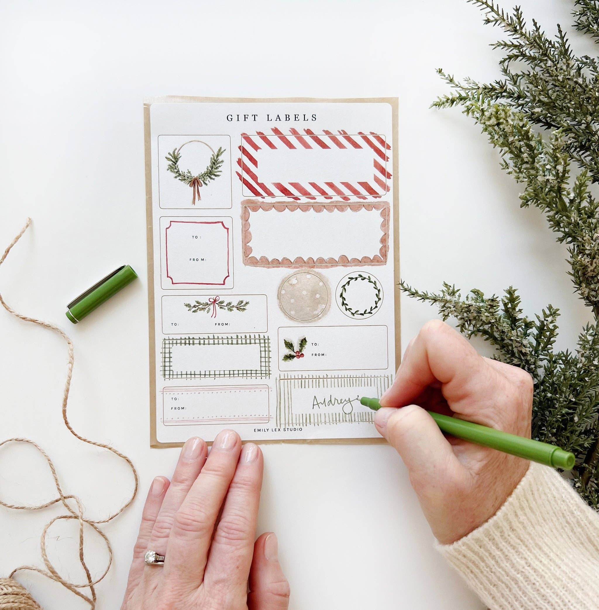 Holiday Watercolor Gift Label Sticker Sheets