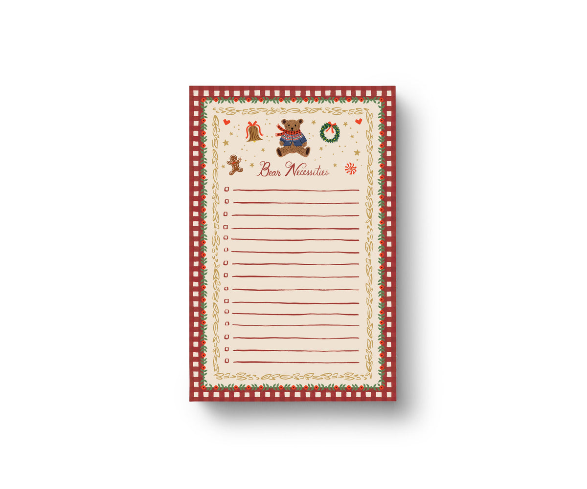 Bear Christmas notepad with lined pages and festive bear decorations on the cover