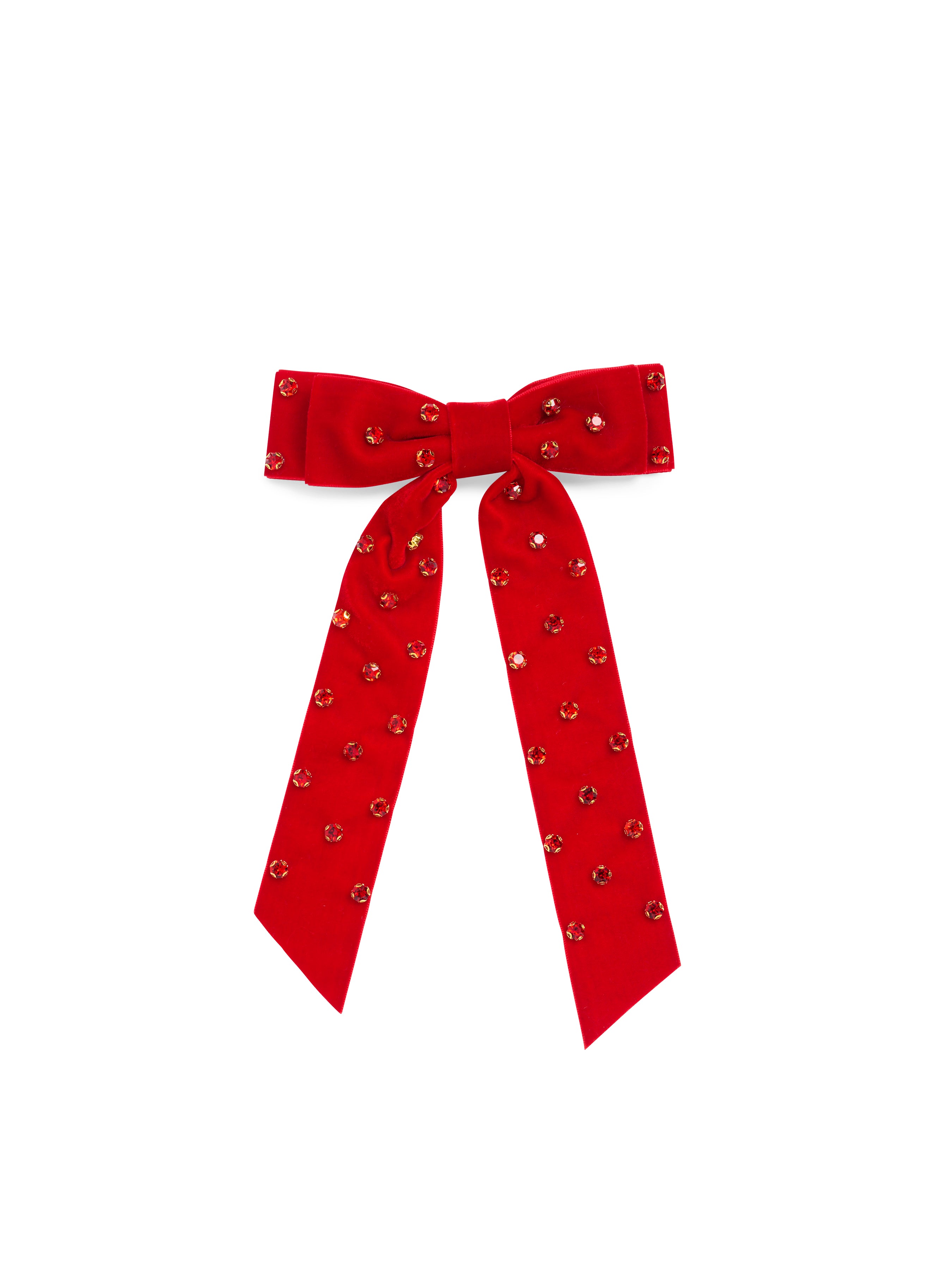 Velvet + Rhinestone Bow - Red