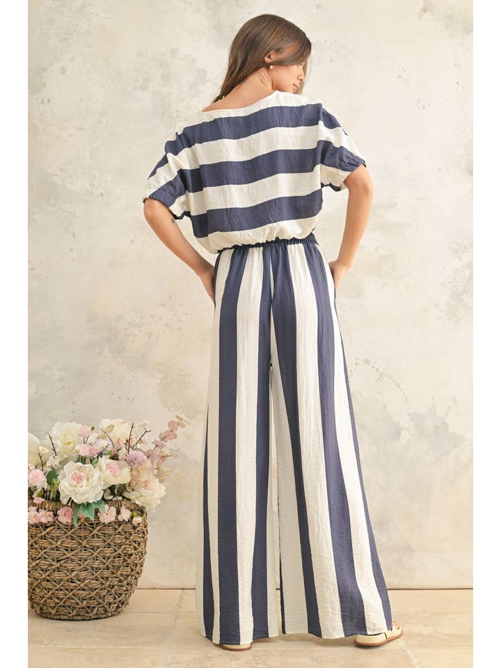 Wide Stripe Wide Leg Trousers