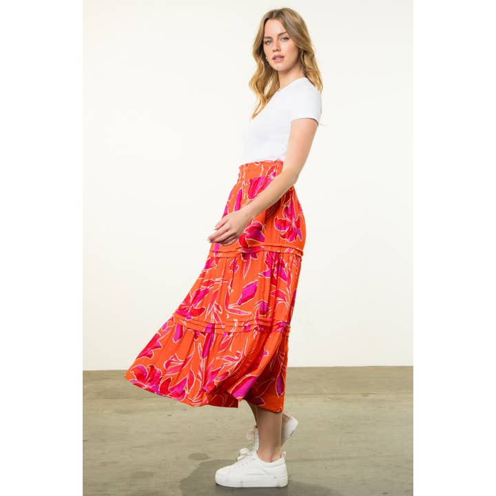 On Fire Floral Maxi Skirt