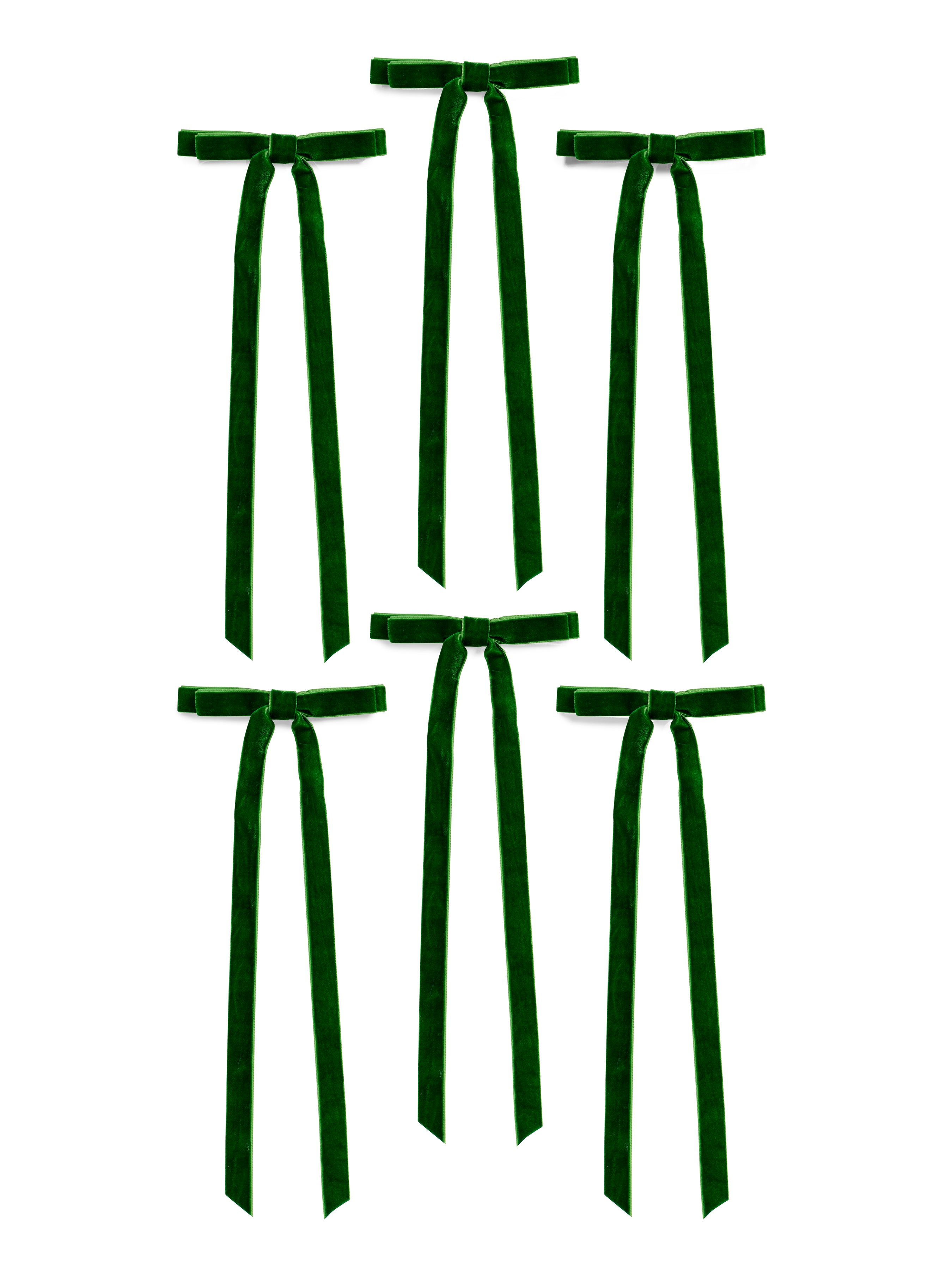 Velvet Clip On Bow Set - Green