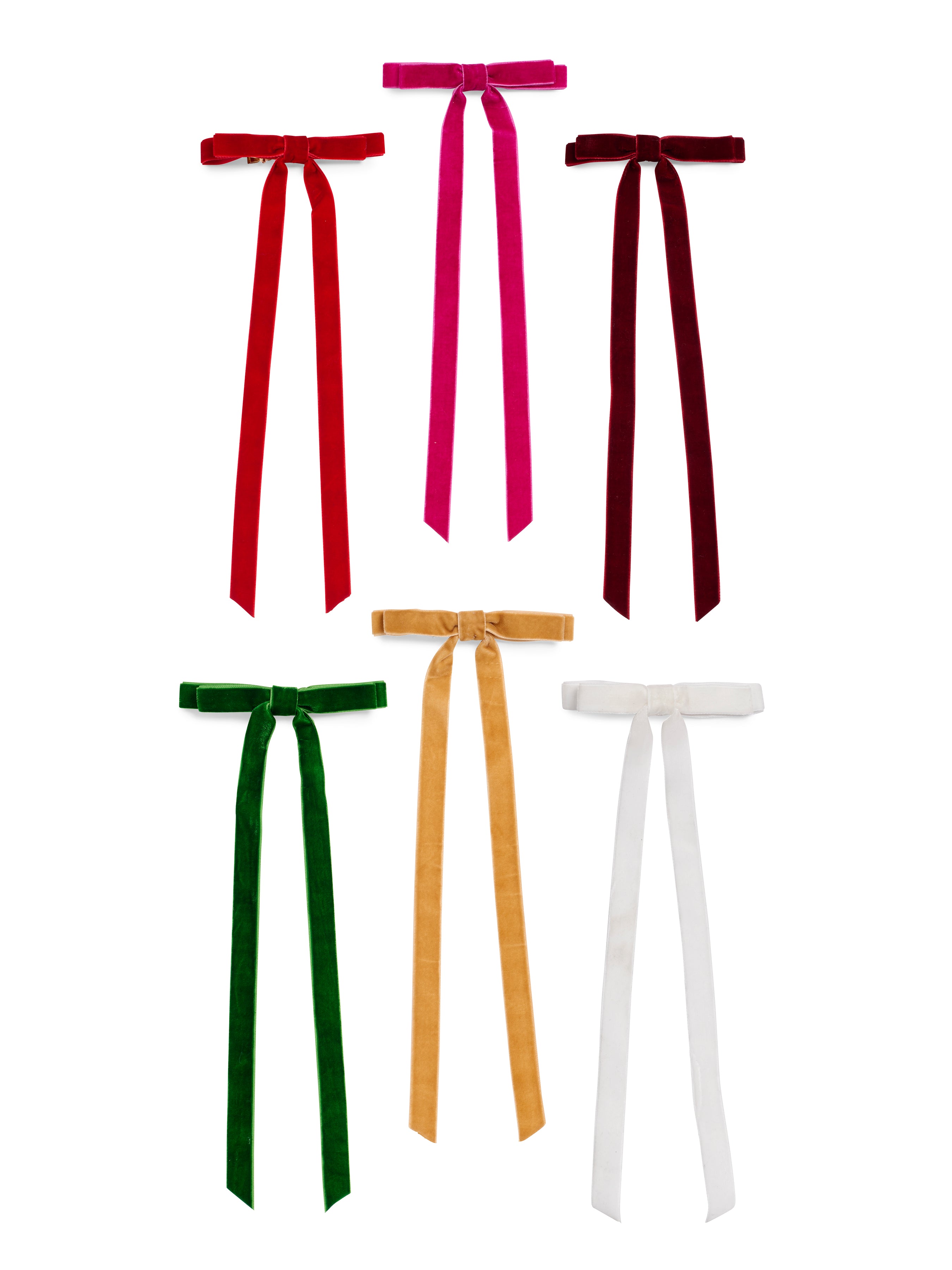 Velvet Clip On Bow Set - Multi