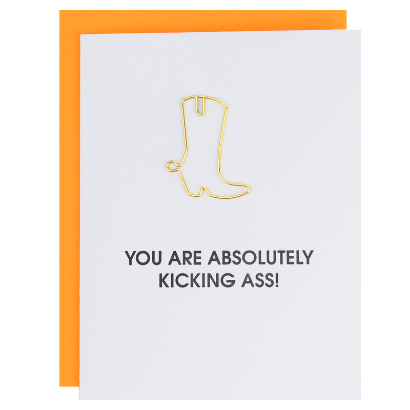 Absolutely Kicking Ass Paper Clip Letterpress Card