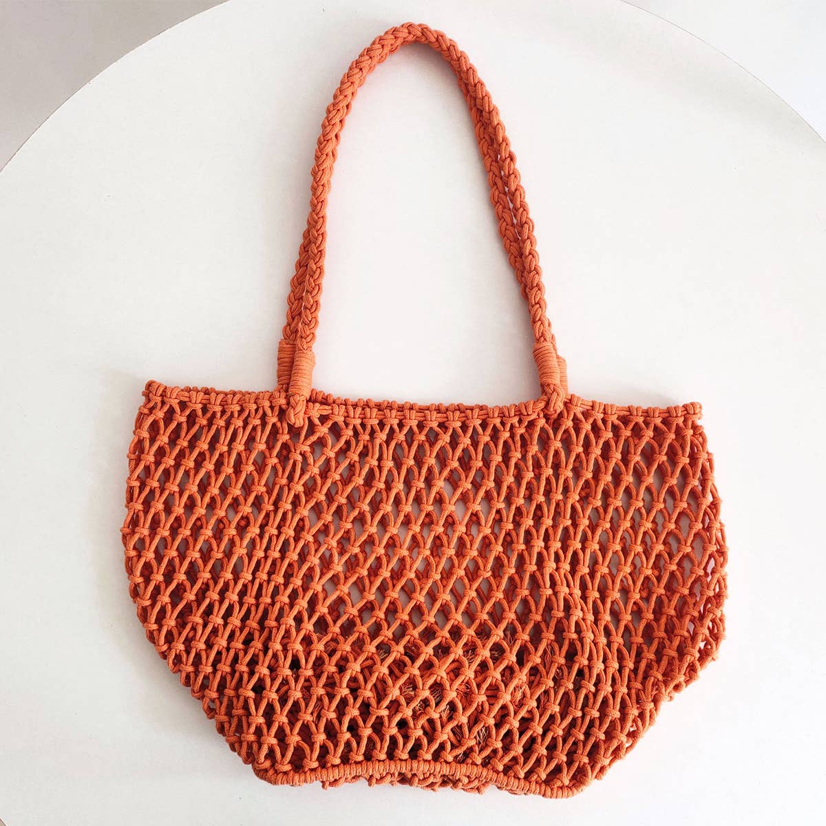 Woven Shoulder Beach Bag - Orange