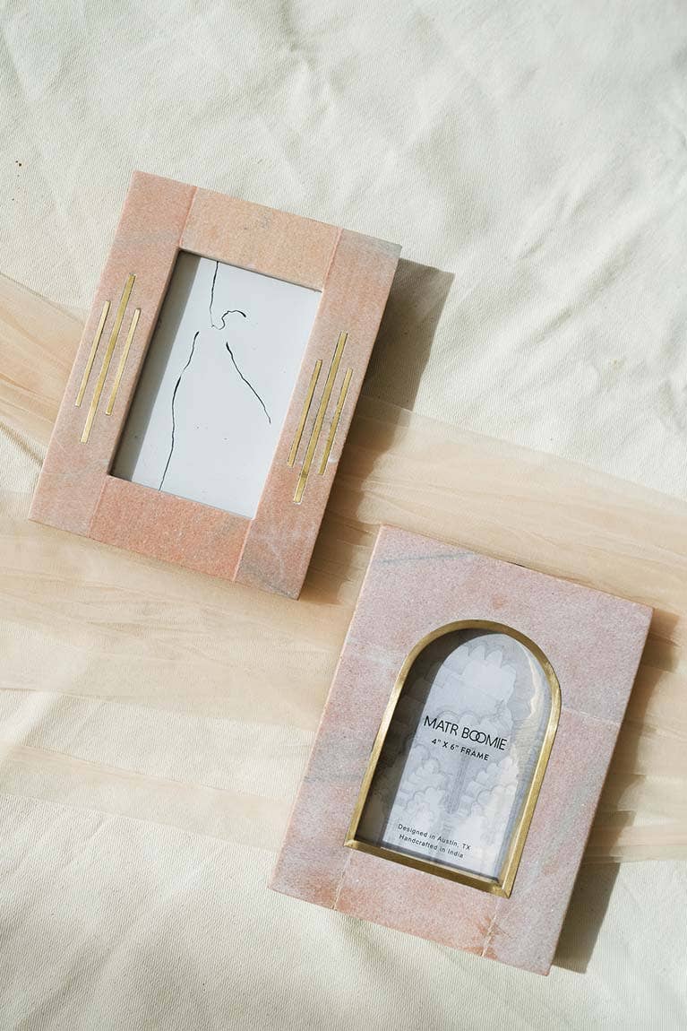Jaipuri Pink Marble Arch Picture Frame - 4x6
