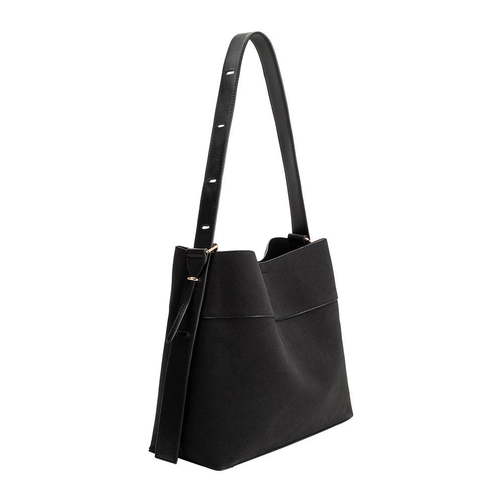 Stormie Black Vegan Suede Tote Bag