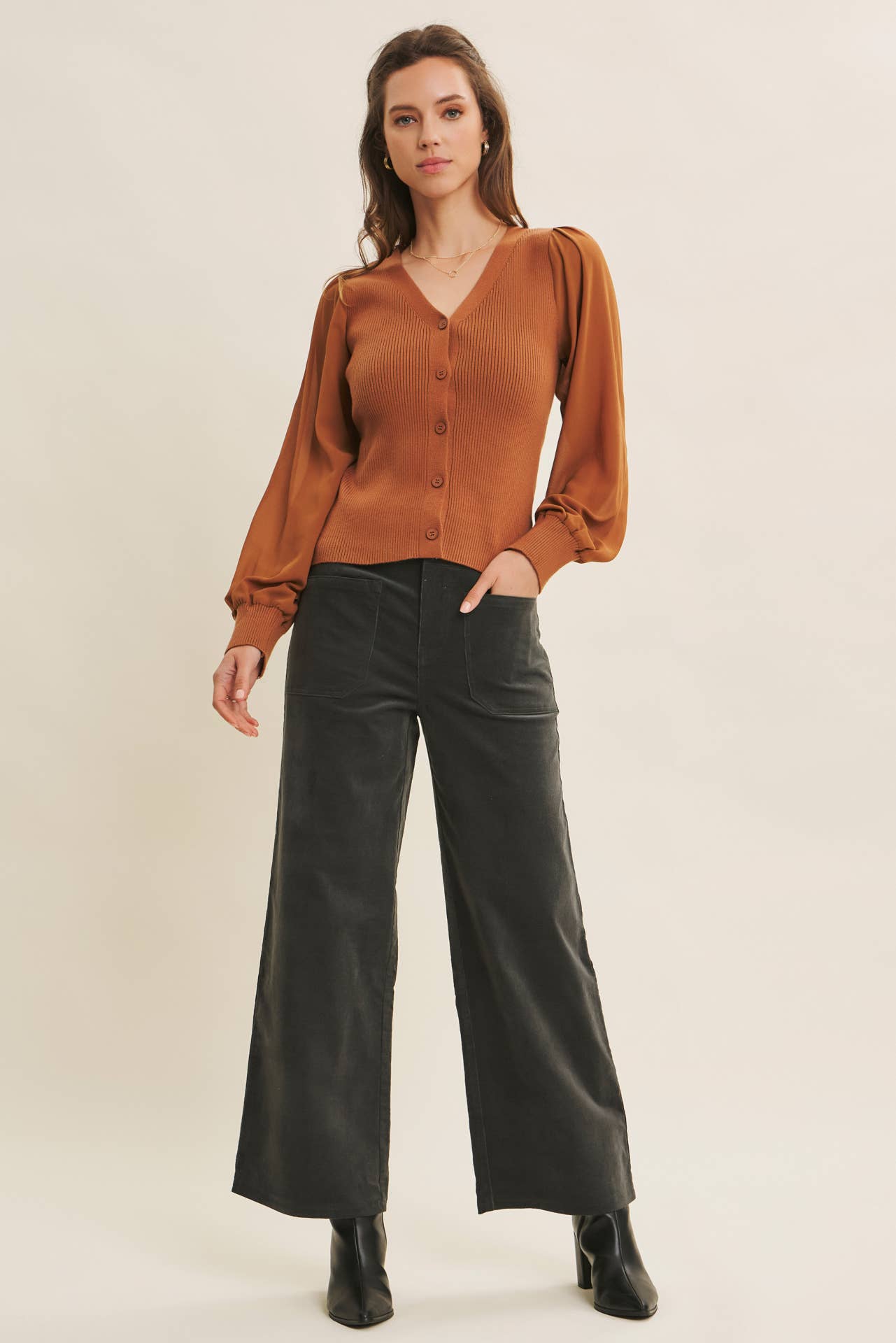Ginger Spiced Corduroy Wide Leg Pants