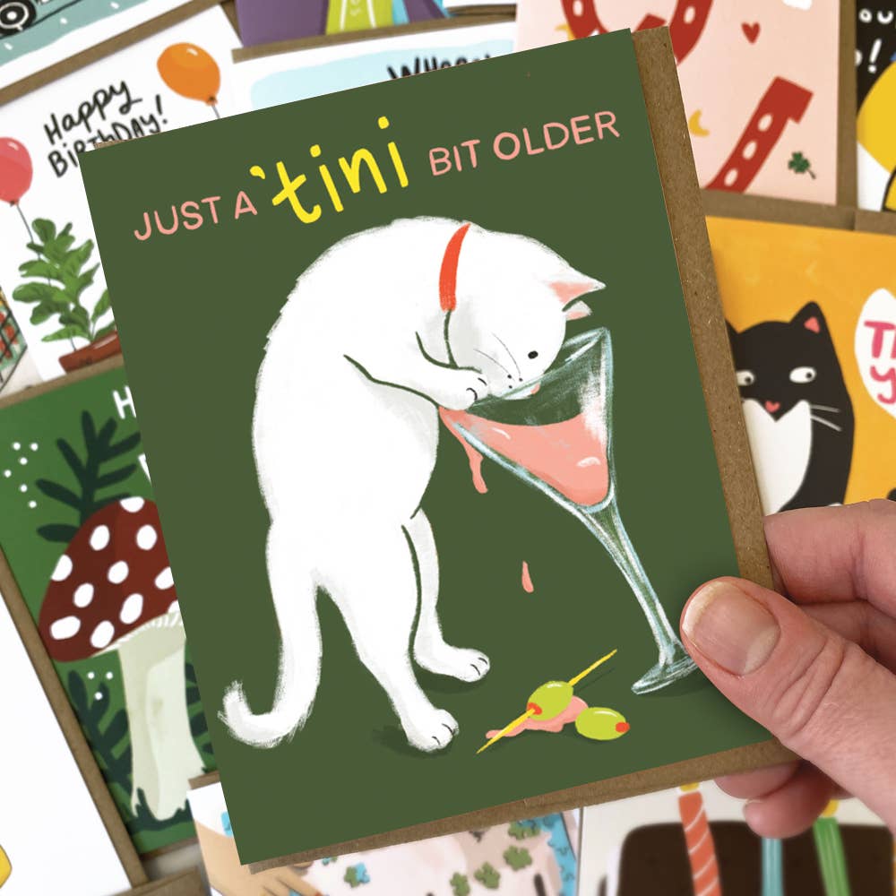 Martini Cat Birthday Card