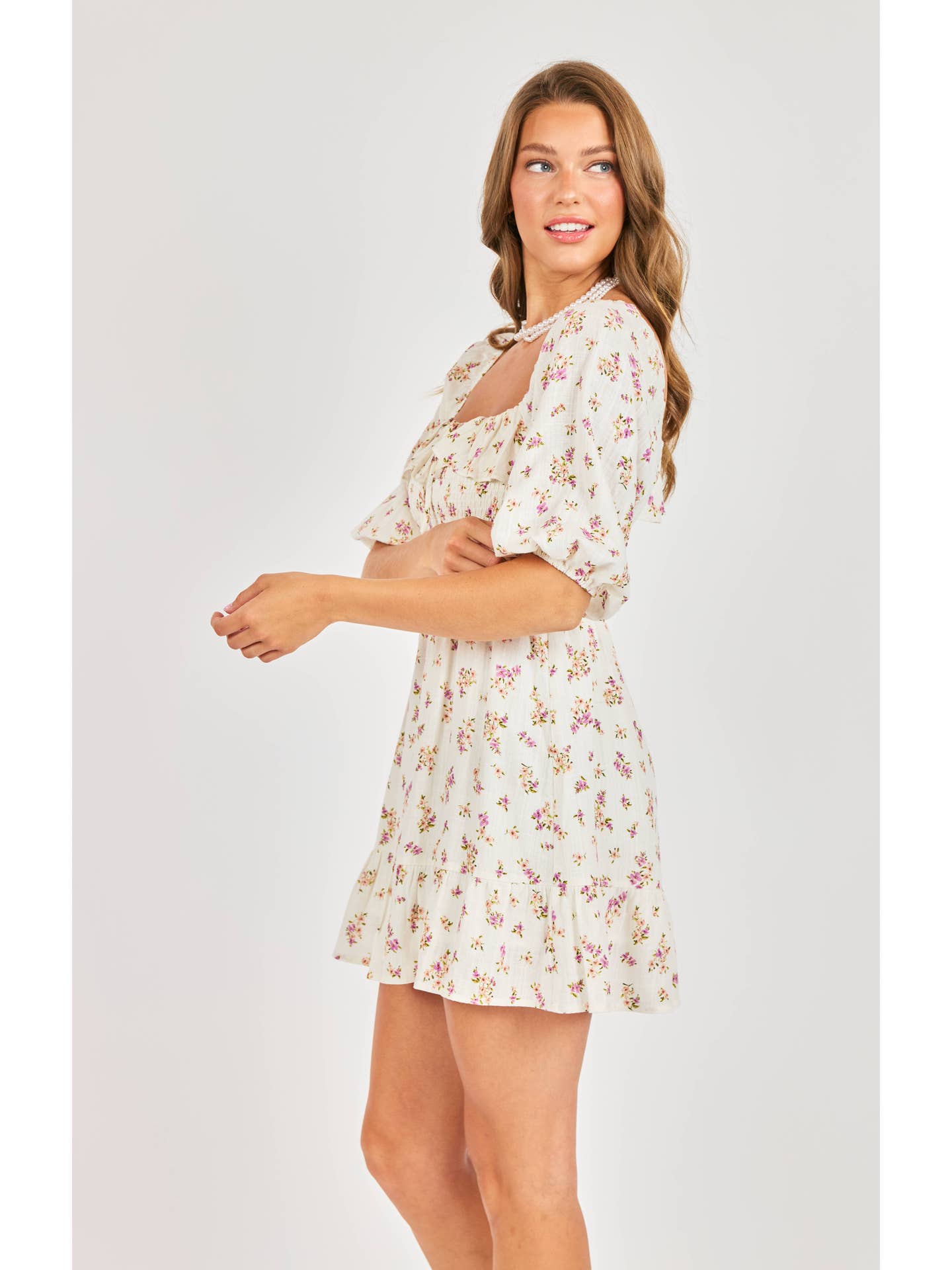 Bouquet Smocked Mini Dress