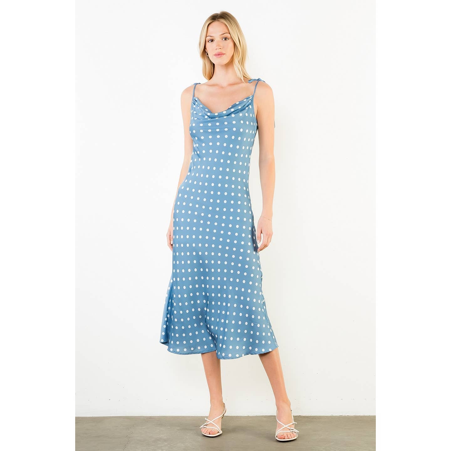 Sky Light Polka Dot Midi Dress