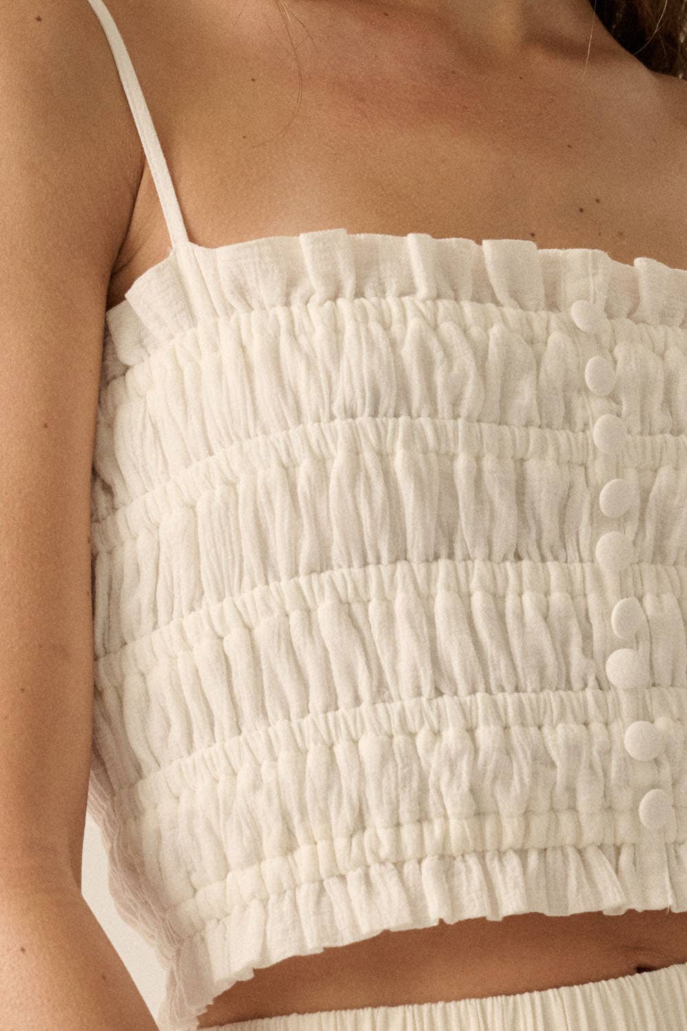Cute as a Button Crop Top - Off White *FINAL SALE*