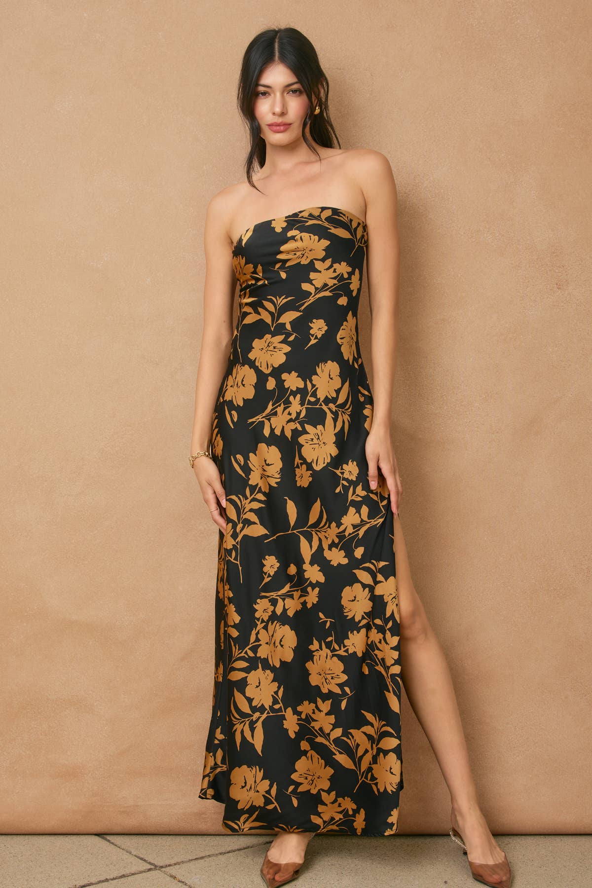 Undeniable Icon Strapless Bias Cut Maxi Dress