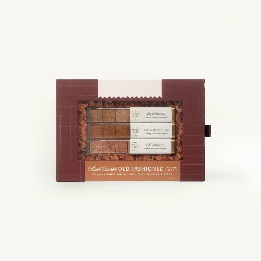 Old fashioned mixer cubes gift box with cube tray and label card