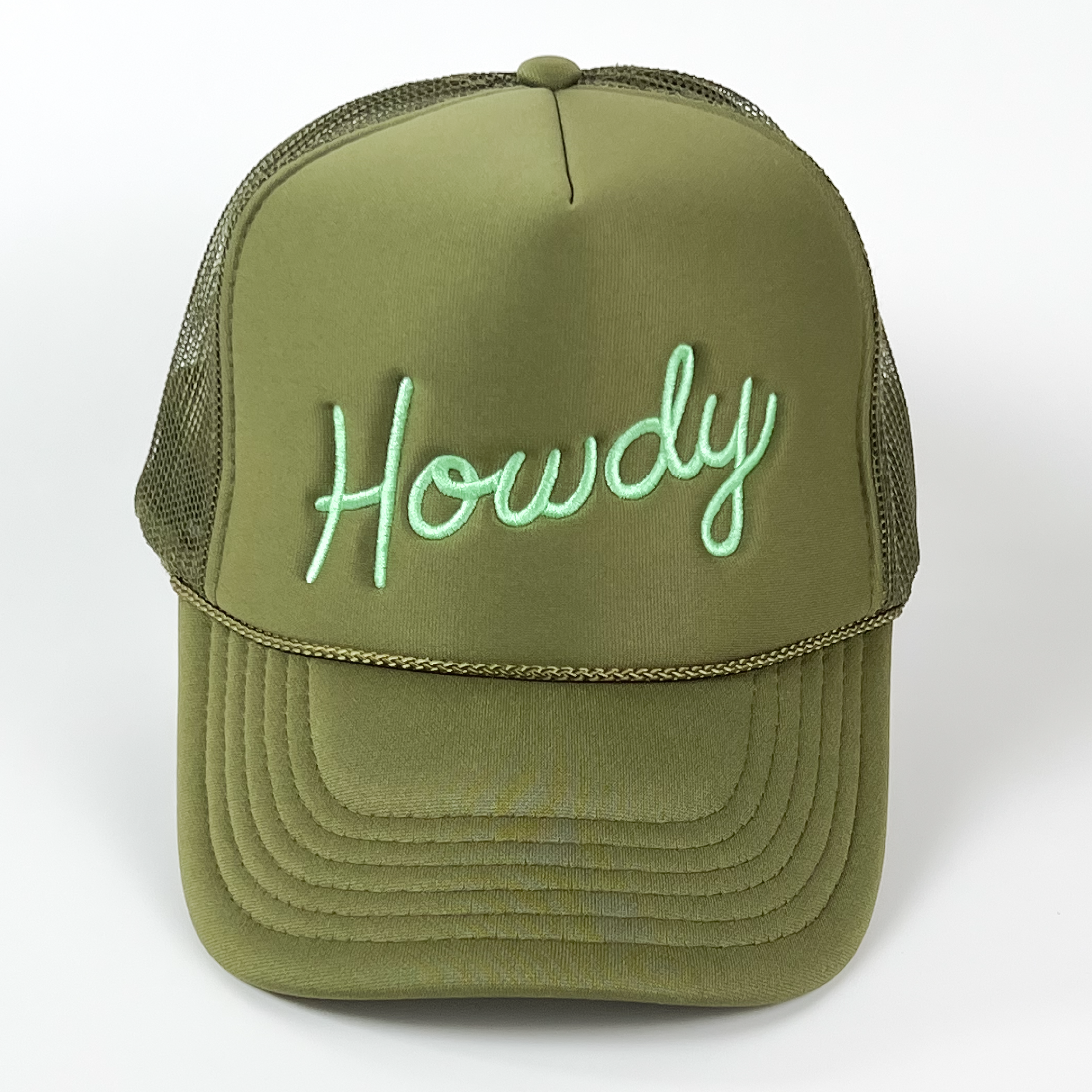 Howdy Cap Olive Green Embroidered