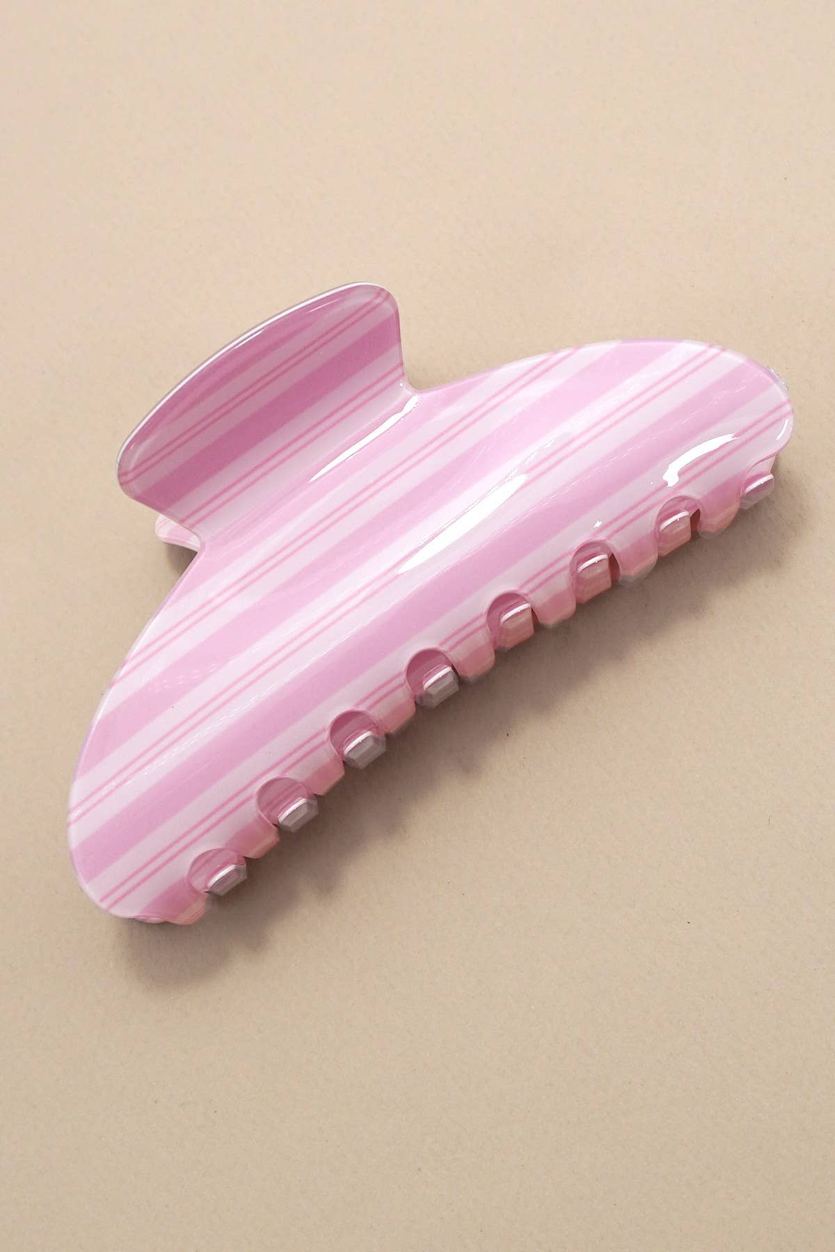 Jumbo Stripe Plaid Oval Hair Claw Clips