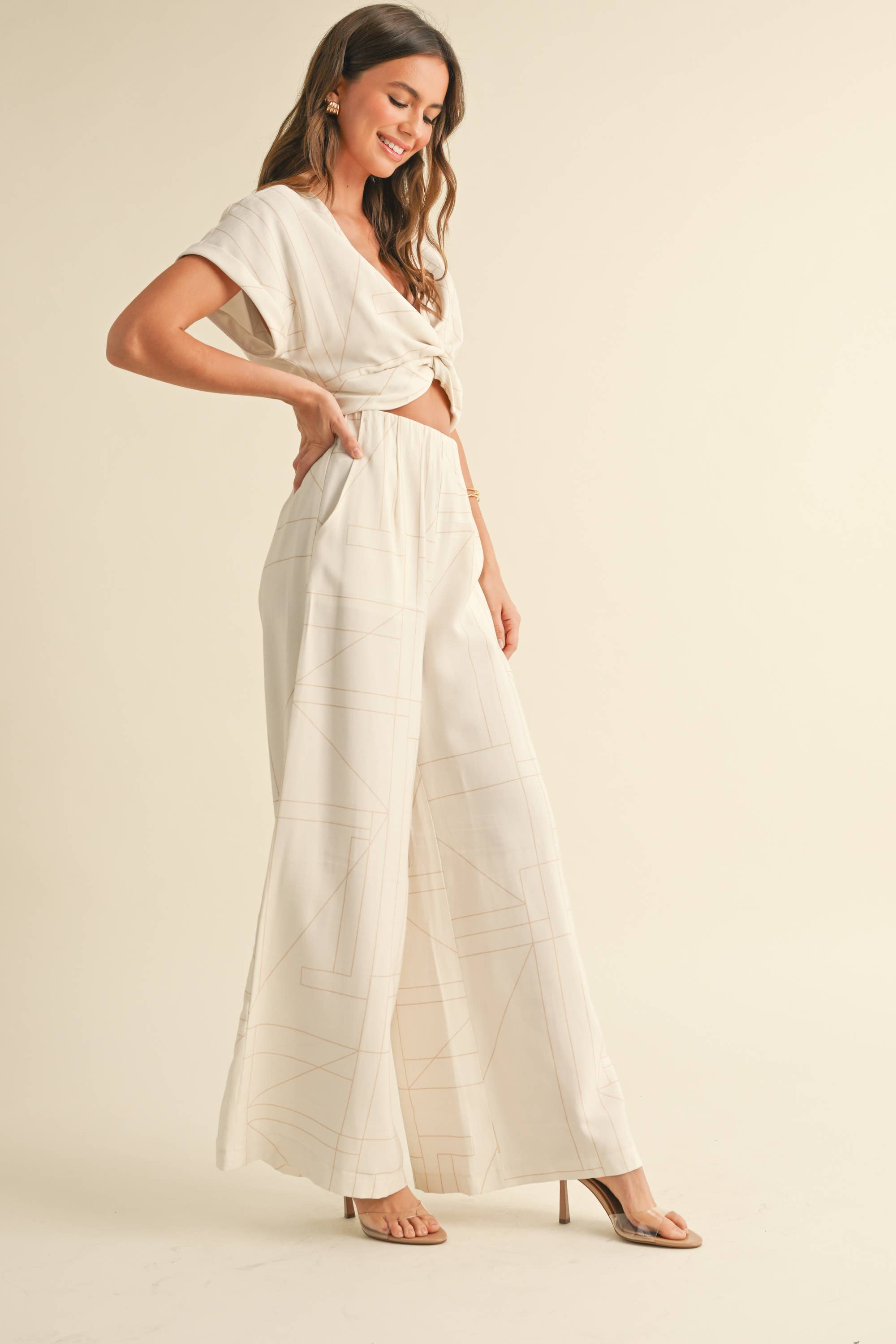 Off the Grid Twisted Crop Top - Tan