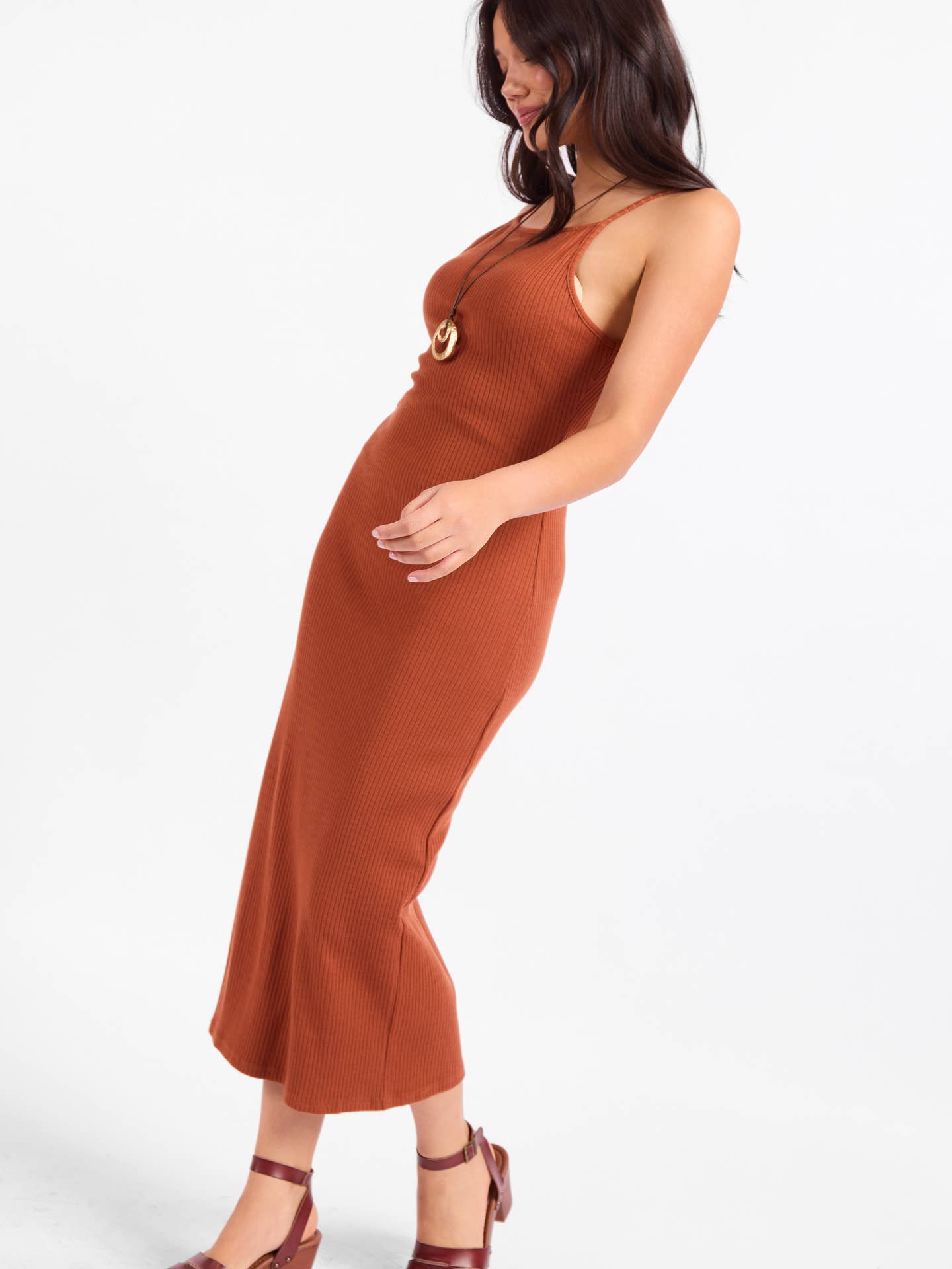 Soft Cedar Rib Knit Midi Dress