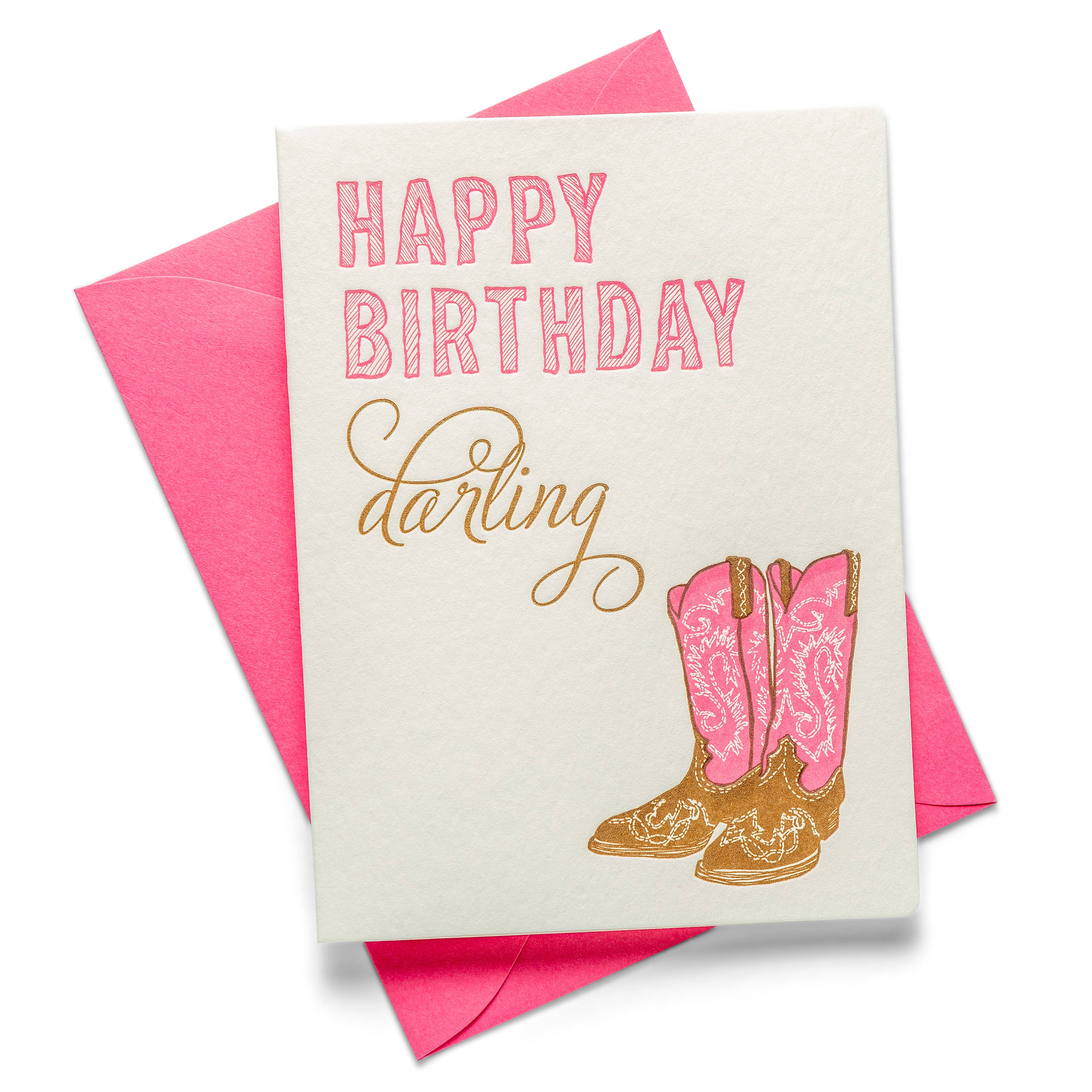 Happy Birthday Darling Letterpress Greeting Card