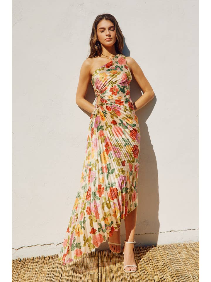 Gift of Love Asymmetrical Pleated Maxi Dress