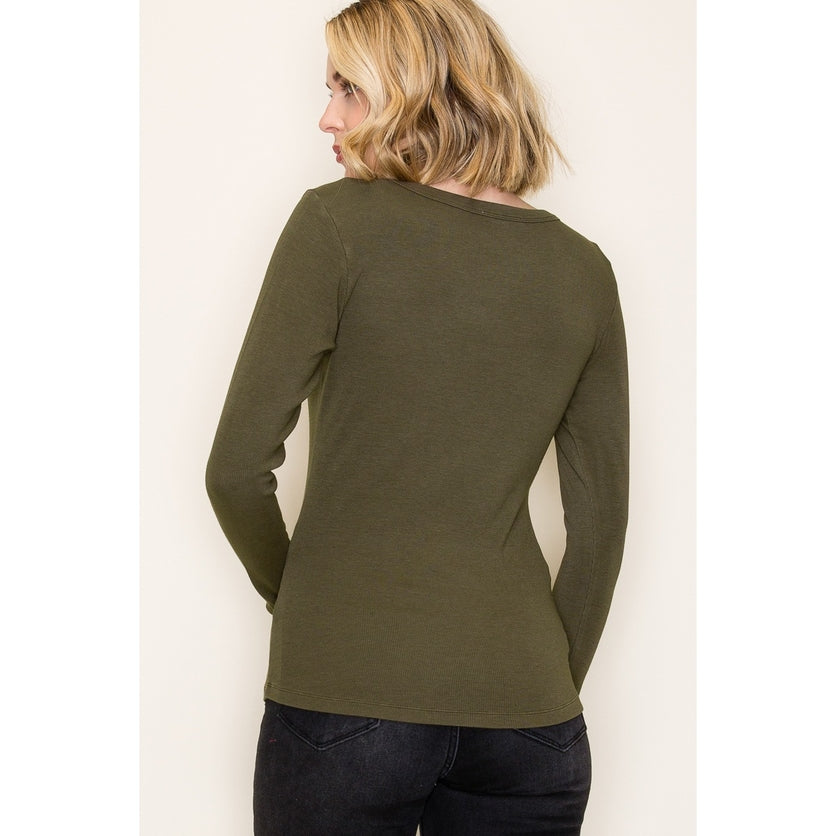 Best Basic Scoop Neck Top - Olive