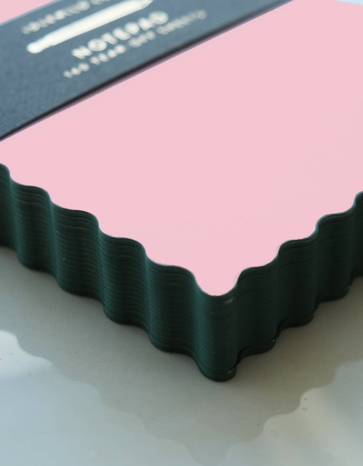 Pink + Evergreen Edge Mini Wave Shaped Notepad