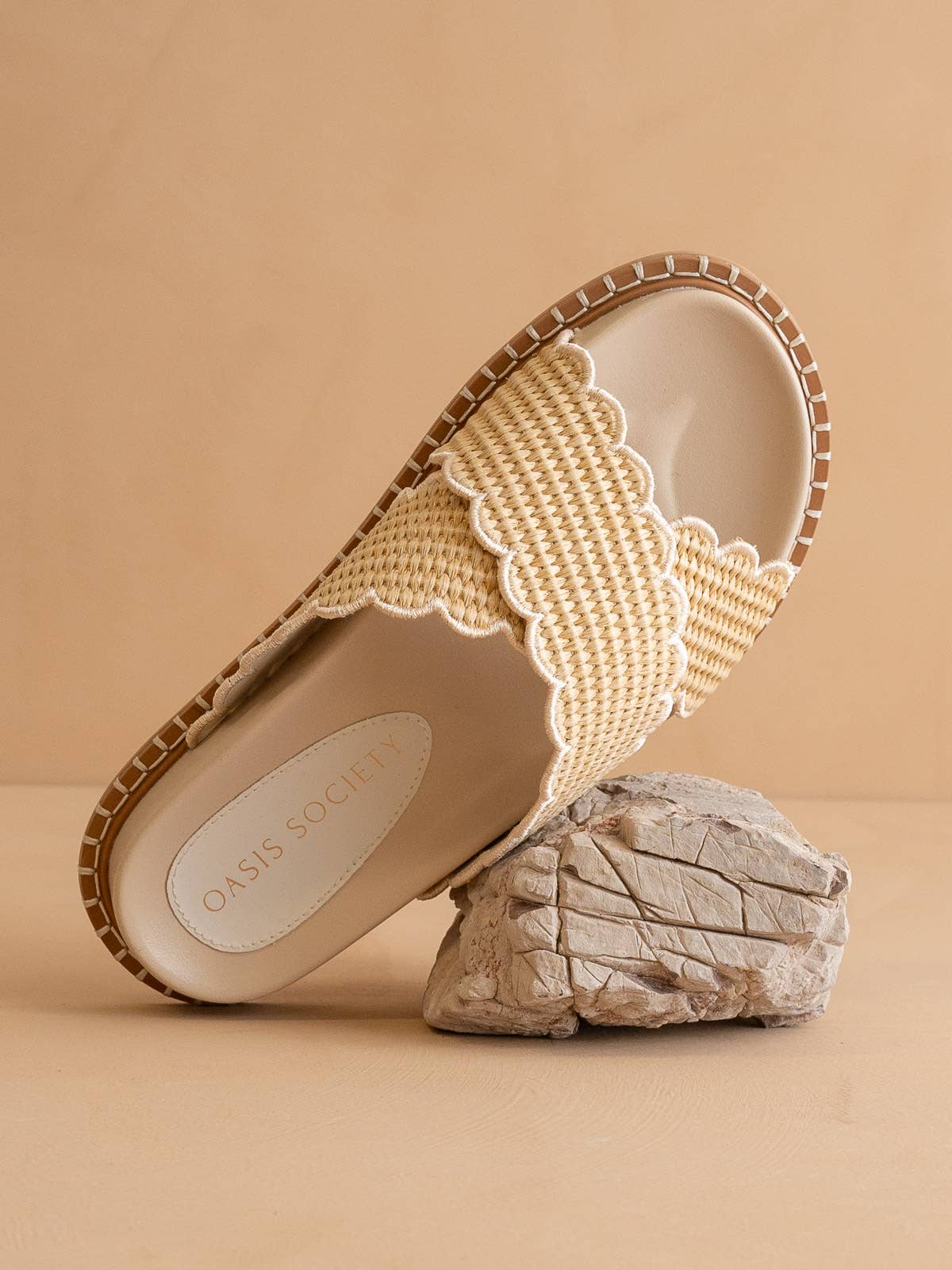 The Fabby Double Strap Raffia Slide