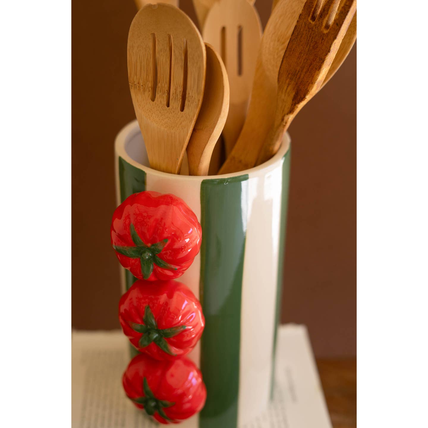 Tomatoes Green Striped Vase