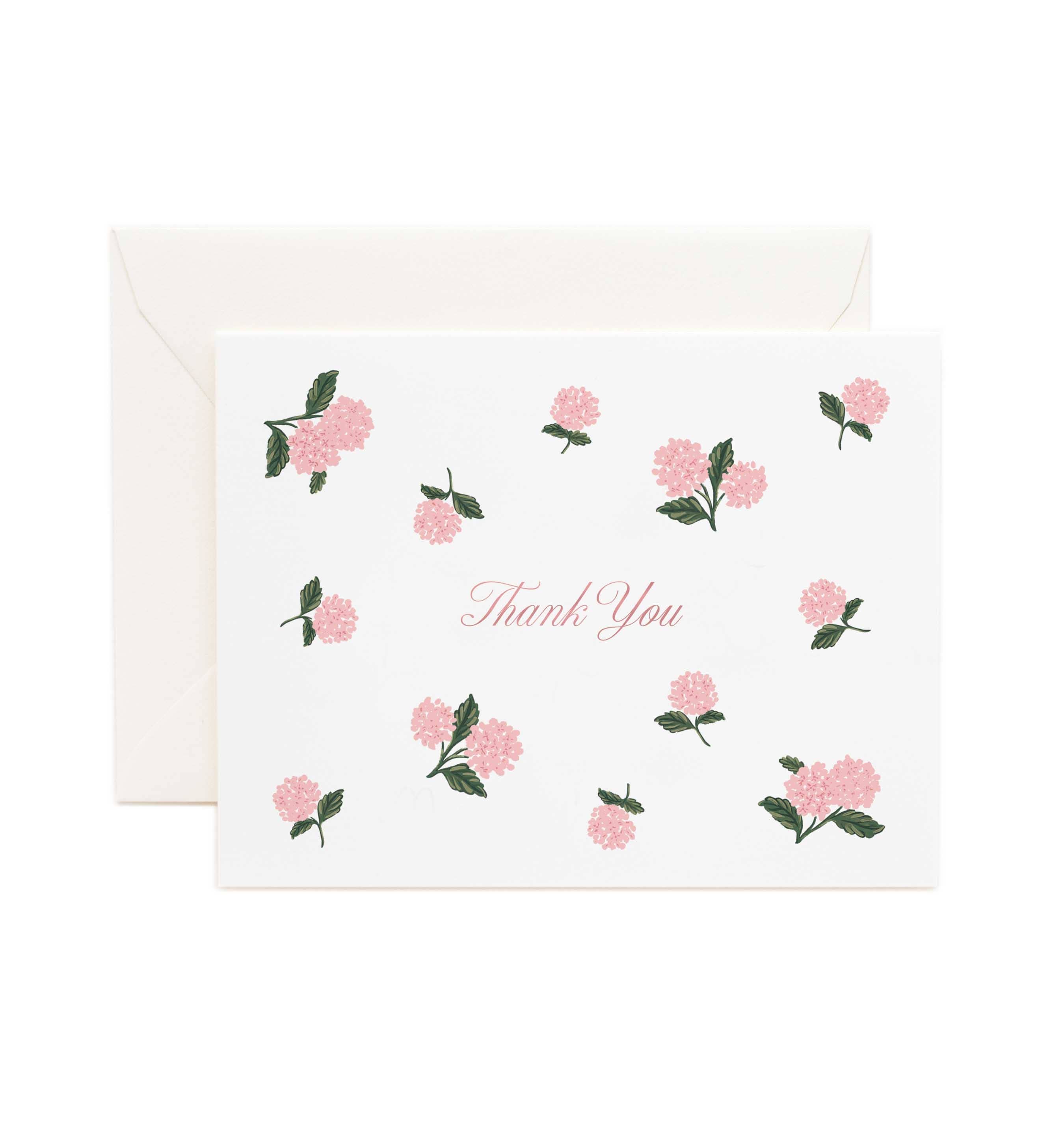 Pink Hydrangea Thank You Card