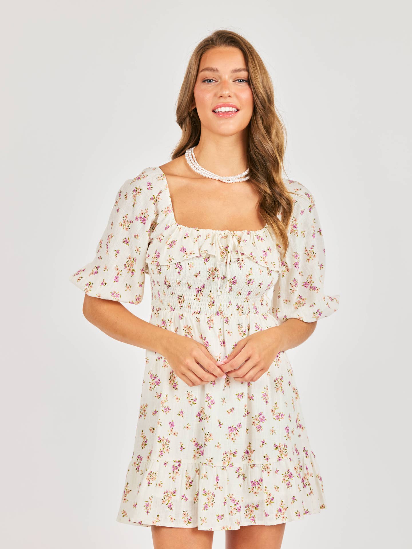 Bouquet Smocked Mini Dress
